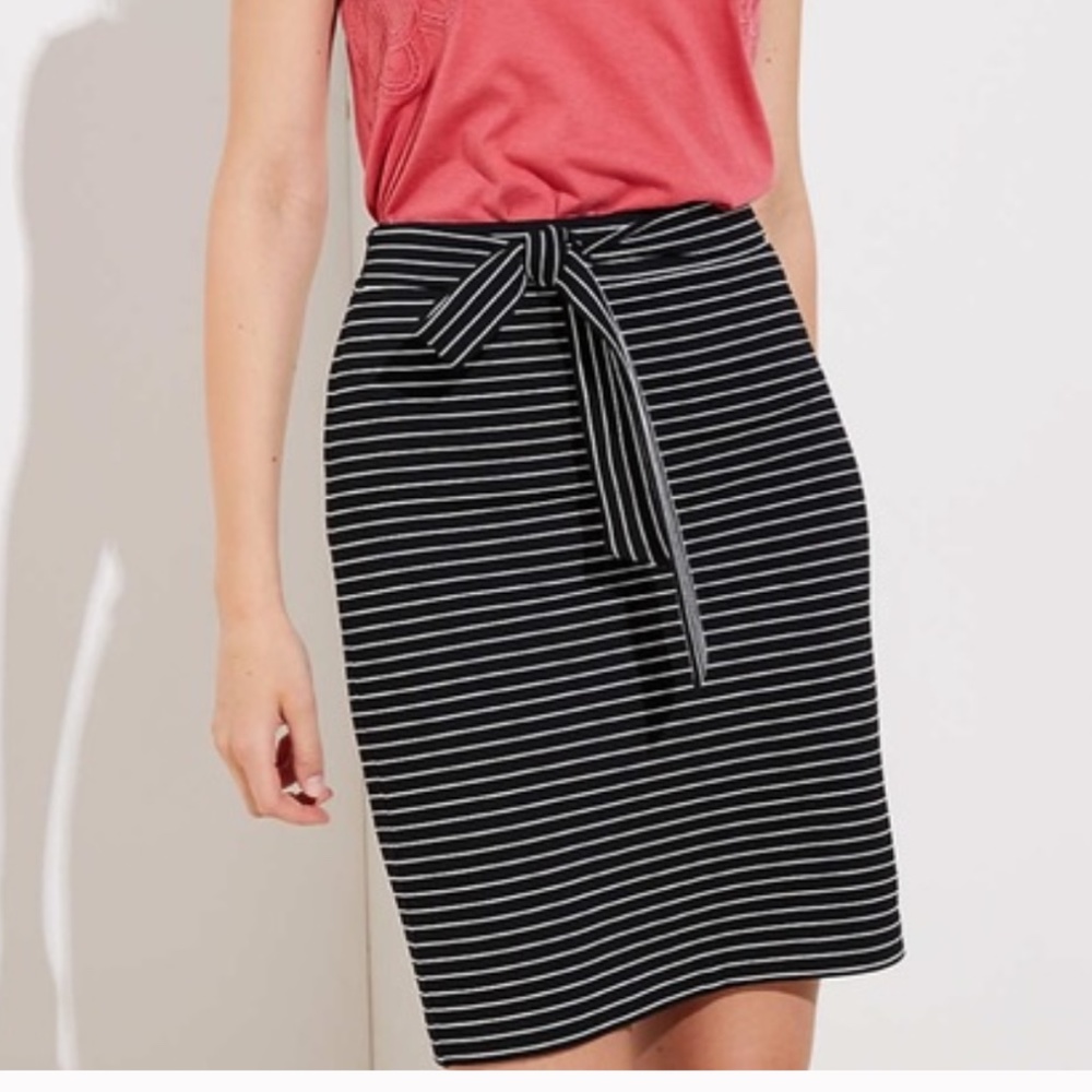 Loft Striped Tie Waist Skirt